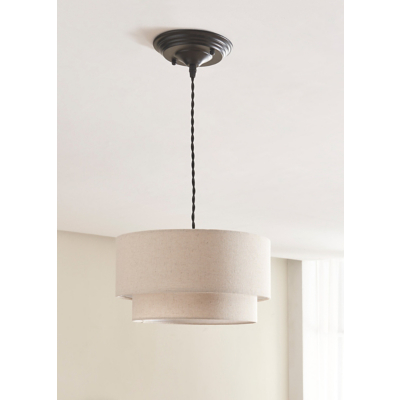George Home Cream Two-Tier Faux Linen Easy-Fit Light Shade