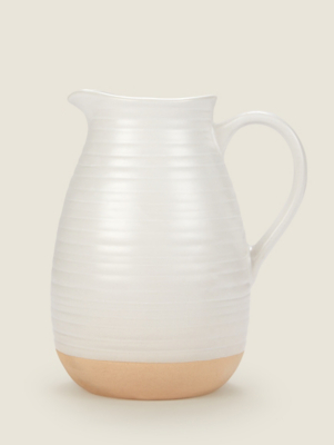 White Ceramic Ribbed Jug Home at ASDA