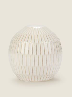 White Ceramic Ball Ornament With Bisque Detail Home at ASDA