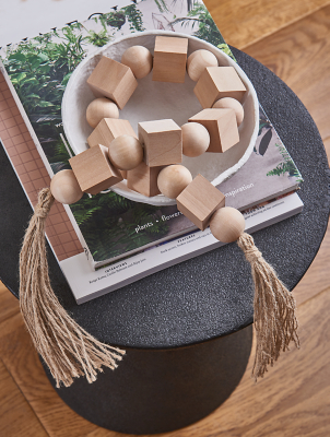 Natural Wood Large Beads Home at ASDA