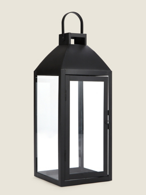 Black Medium Metal Lantern Home at ASDA