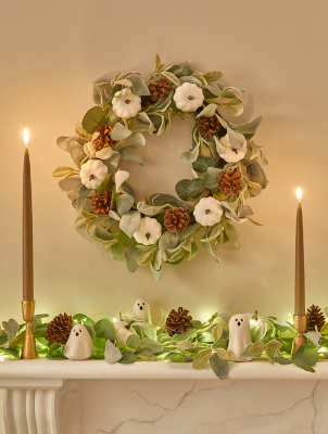 Stacey Solomon Green & White Pumpkin Wreath Home at ASDA