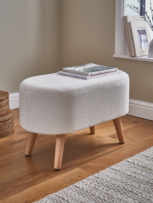 Cream Boucle Stool Home at ASDA