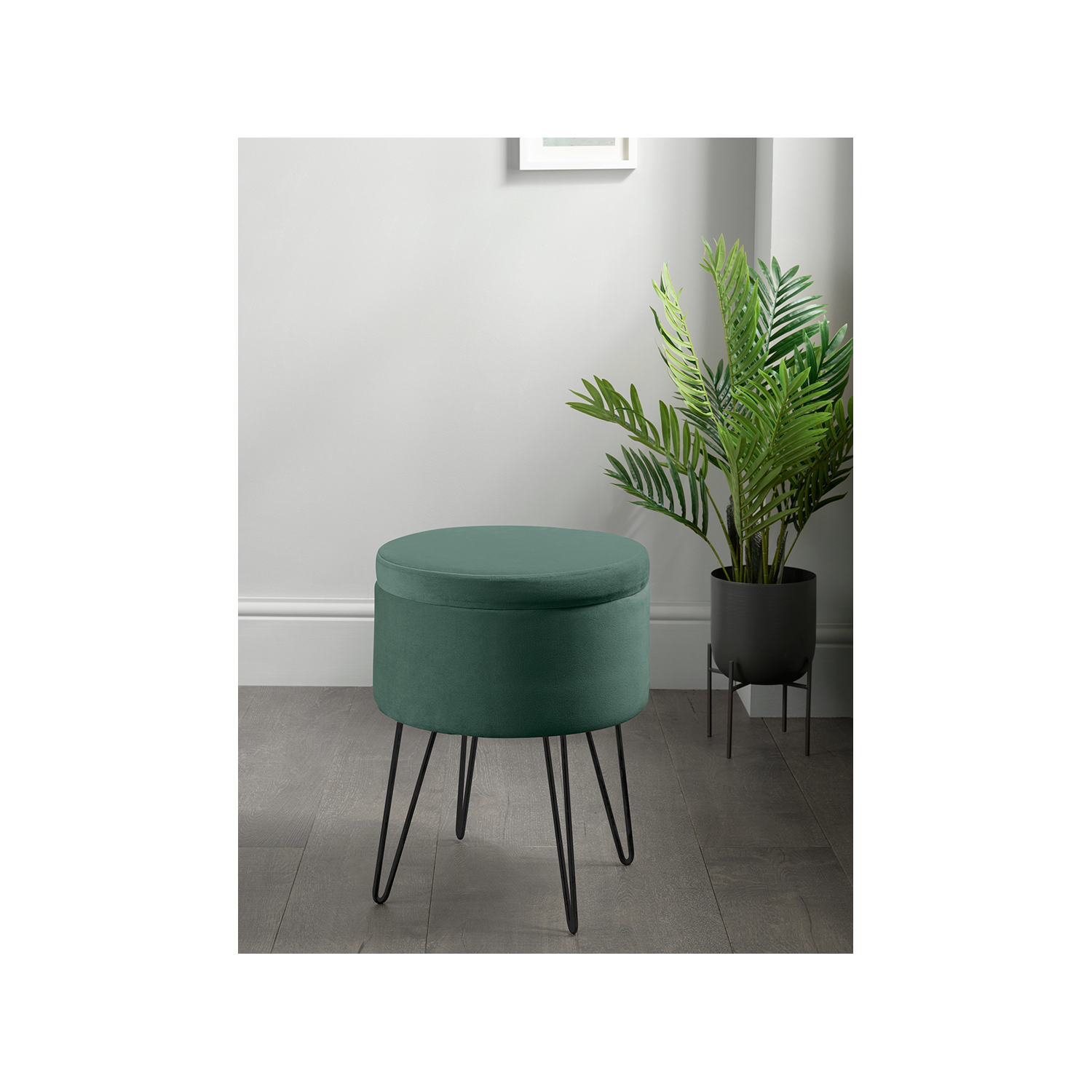 George Dark Green Velvet Storage Stool