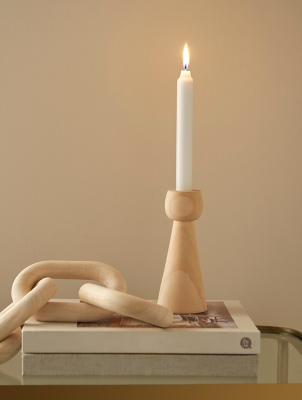 Stacey Solomon Natural Wooden Taper Candlestick Home at ASDA