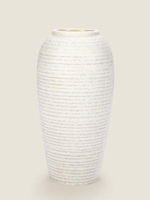 White Ceramic Dimpled Vase Home at ASDA