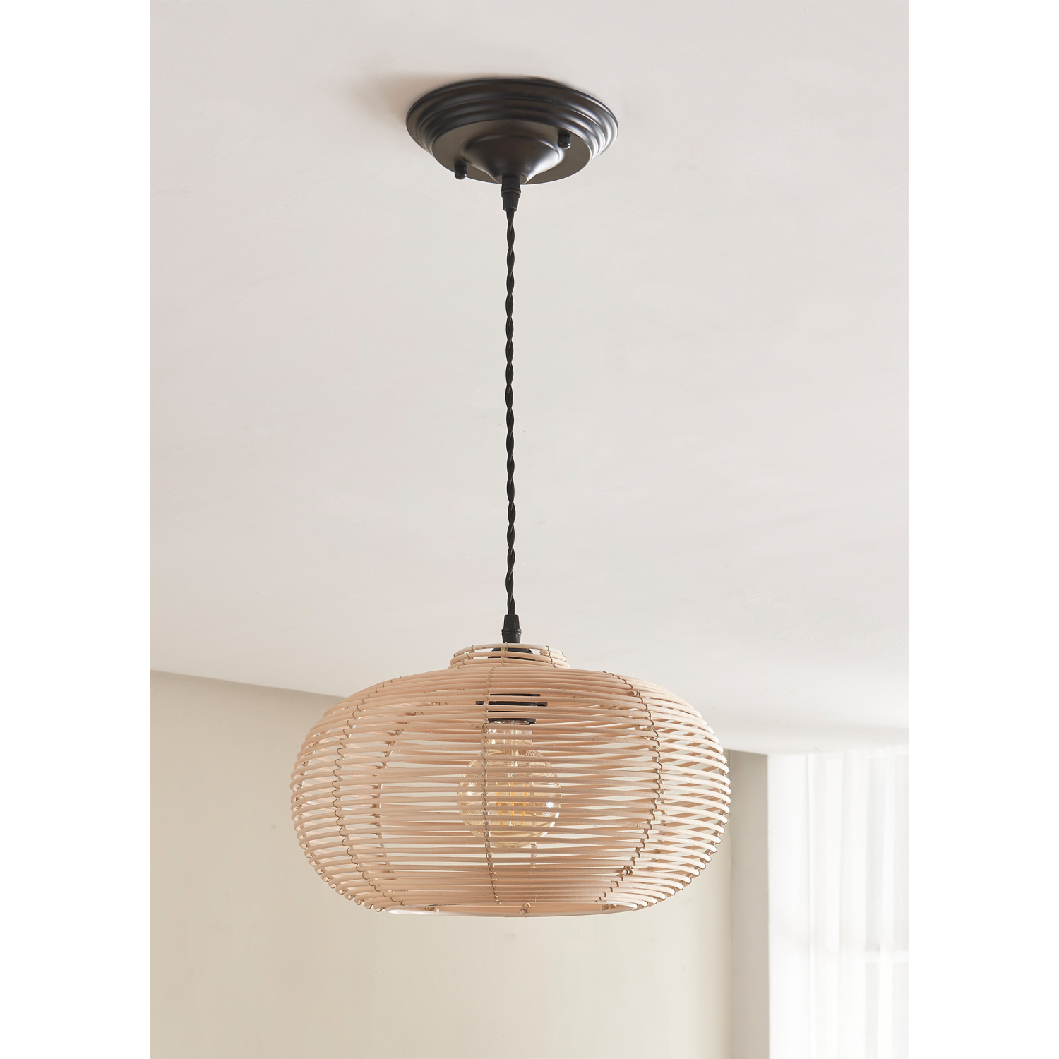 George Natural Rattan Pendant Doughnut Shade