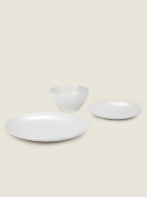 White Organic Dinner Set 12 Piece Home at ASDA