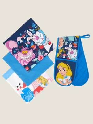 Alice In Wonderland Tea Towels & Oven Glove Set Home at ASDA