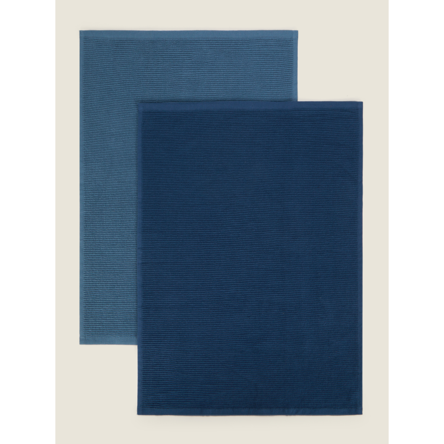 George Blue Ribbed Tea Towel - Set Of 2