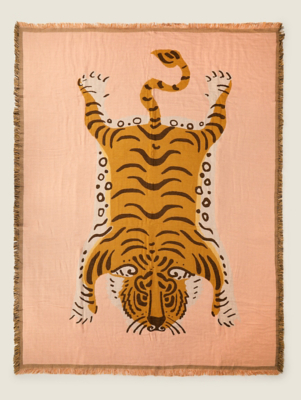 Pink Tiger Print Throw Home at ASDA