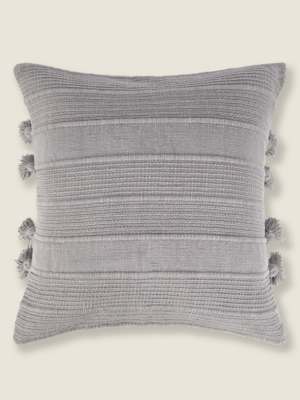 Natural Woven Stripe Cushion With Tassels Home at ASDA