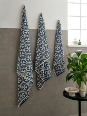 Blue Tile Towel Range Home at ASDA