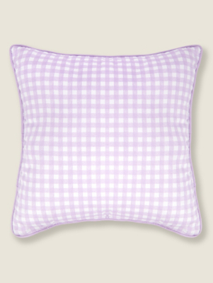 Lilac Gingham Outdoor Cushion Home at ASDA