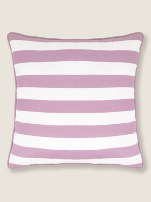 Lilac Stripe Print Reversible Outdoor Cushion Home at ASDA