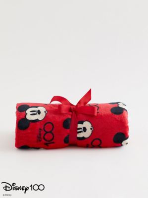 Disney 100 Mickey Mouse Red Throw Home at ASDA