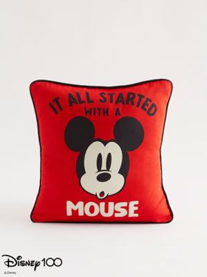 Disney 100 Mickey Mouse Slogan Cushion Home at ASDA