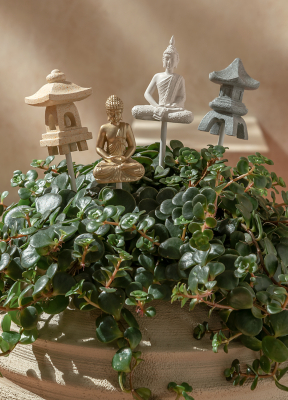 HandPainted Buddha Garden Stake Set of 4 Outdoor & Garden