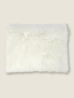 Plain Cream Mongolian Cushion Home at ASDA