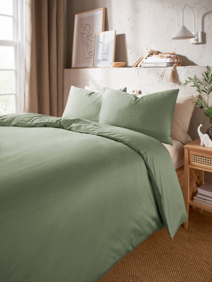Green Plain Sateen 100 Cotton 210 Thread Count Duvet Set Home