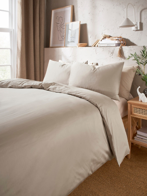 Natural Plain Sateen 100 Cotton 210 Thread Count Duvet Set Home