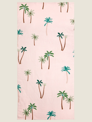 Pink Palm Trees Printed Beach Towel Home at ASDA