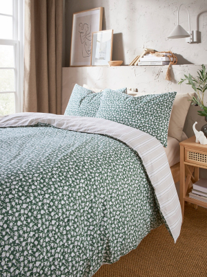 Green Ditsy Floral Duvet Cover Set Single Home at ASDA