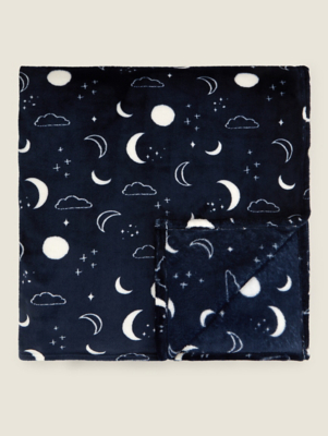 Navy Moon Blanket Home at ASDA