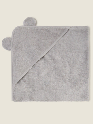 Classic Grey Hooded Towel Baby at ASDA