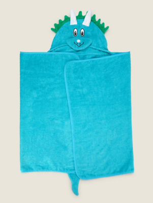Blue Dino Hooded Towel Baby at ASDA
