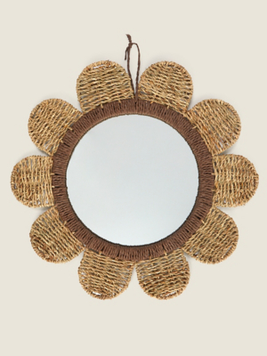 Natural Daisy Seagrass Mirror Home at ASDA