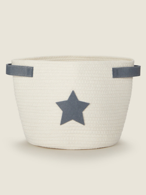 Grey & White Star Rope Fabric Storage Box Home at ASDA