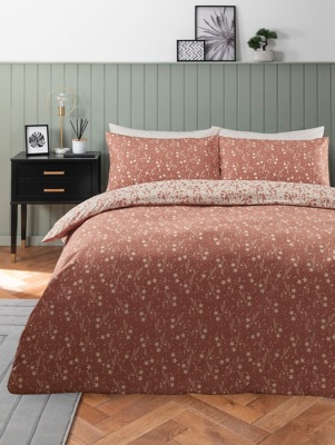 Terracotta Floral Reversible Duvet Set Home at ASDA