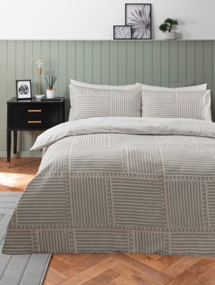 Grey Geometric Reversible Duvet Set Home at ASDA