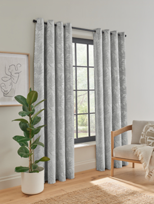 Silver-Tone Tonal Floral Eyelet Curtains | Home | George at ASDA
