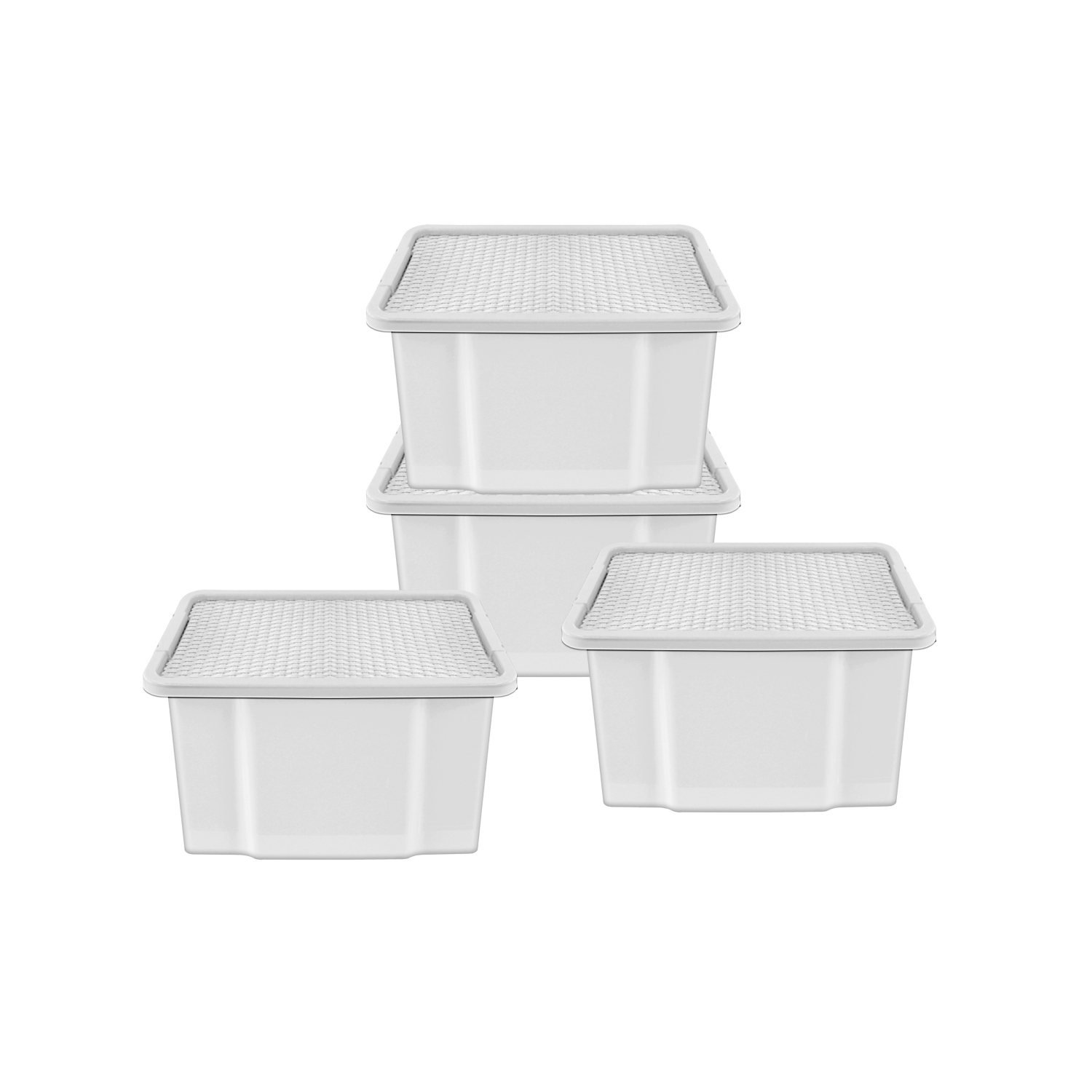 George Grey Tu 20L Plastic Rattan Effect Storage Boxes - Pack Of 4