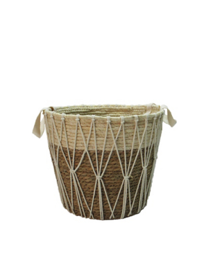 Natural Woven Fringed Storage Basket Home at ASDA