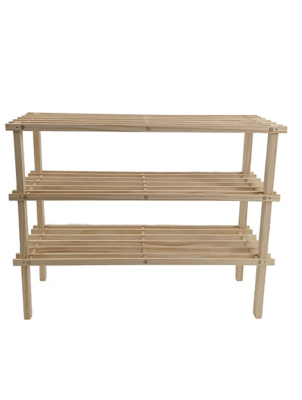 Natural Wooden Shoe Rack Home at ASDA