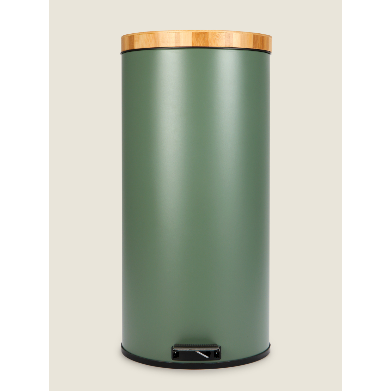 George Dark Green Green Pedal Bin With Bamboo Lid 30L