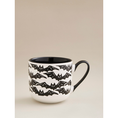George Black & White Wax Resist Bat Mug - Black & White