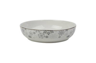 Grey & White Snowflake Pasta Bowl Home at ASDA