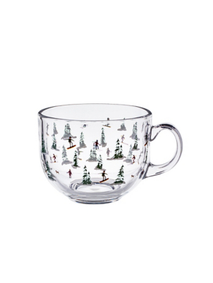 Christmas Skiers Glass Cappuccino Mug Home at ASDA