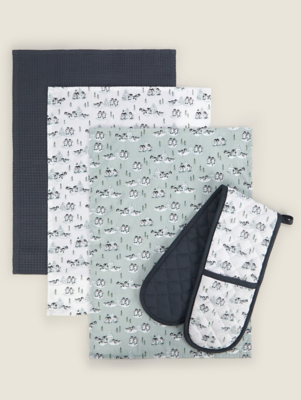 Penguin Tea Towel & Oven Glove Set Home at ASDA