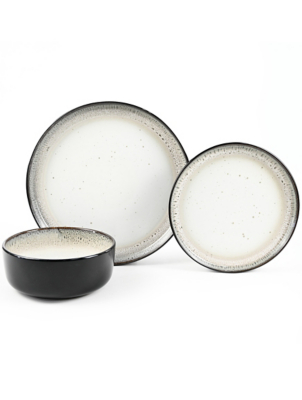 Black Reactive Glaze Dinner Set 12 Piece Home George at ASDA