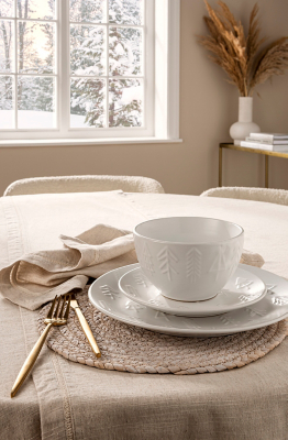 Stacey Solomon White Embossed Trees Dinner Set 12 Piece Home