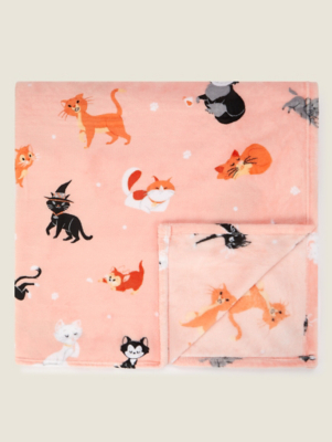 Disney Cat Print Throw Home at ASDA