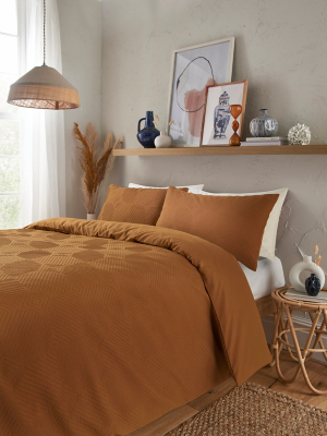 Brown Sunny Daze Reversible Diamond Duvet Set Home at ASDA