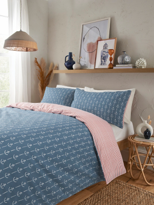 Blue Sunny Daze Anchor Reversible Duvet Set Home at ASDA