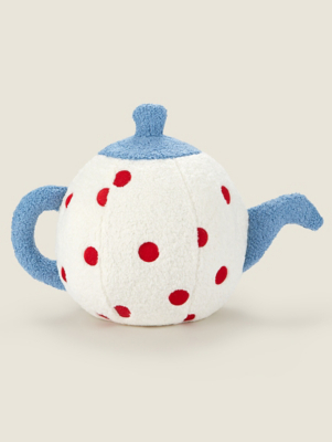 Blue Spotted Teapot Shape 3D Cushion Home at ASDA
