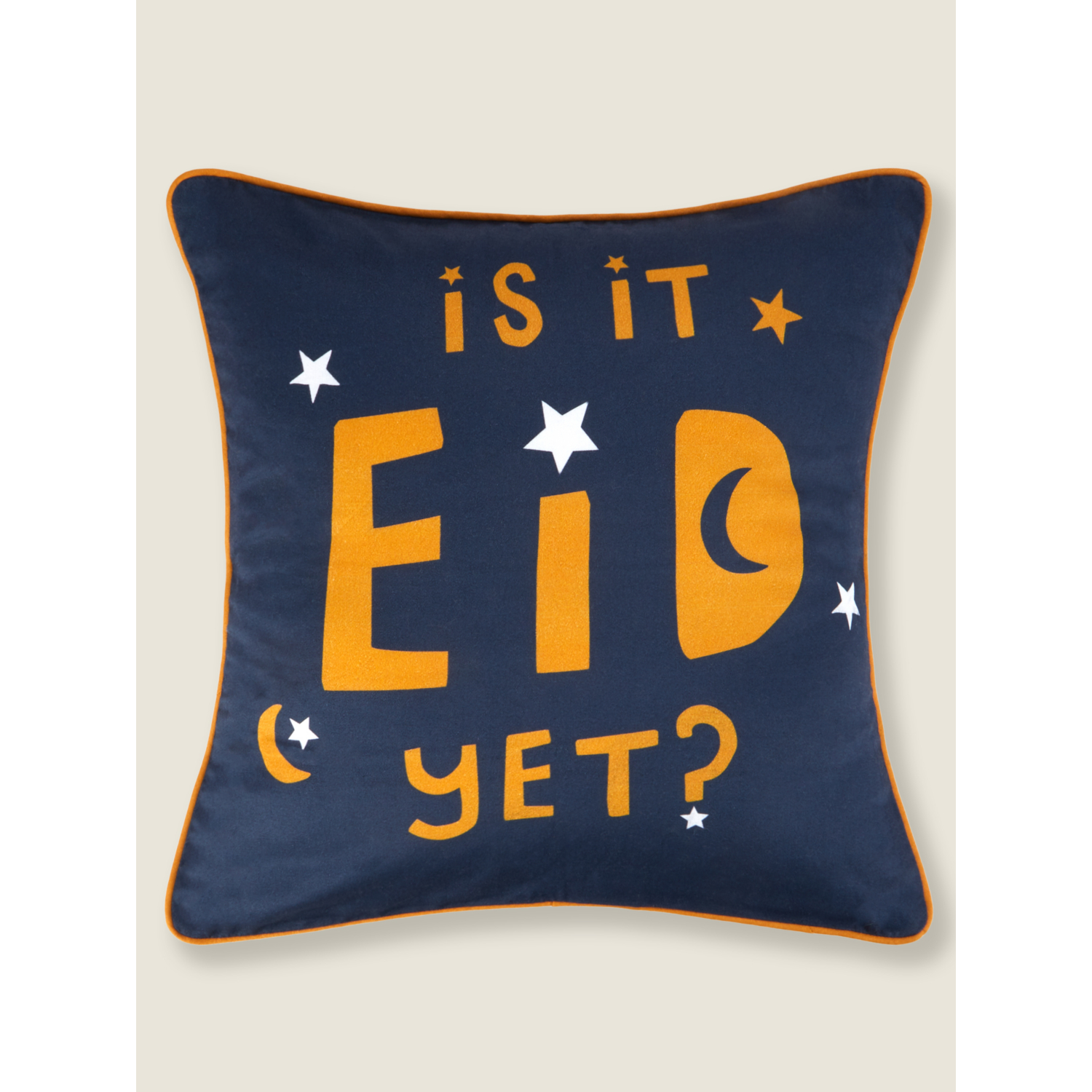 George Navy Eid Slogan Piped Cushion
